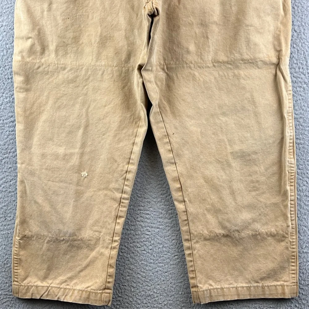 Vintage 70s Sears Active Sportswear Mens Tan Canvas Work Pants Carpenter 34x26